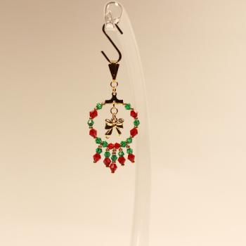 Kettenanhänger vergoldet Weihnachtskranz mit schleife